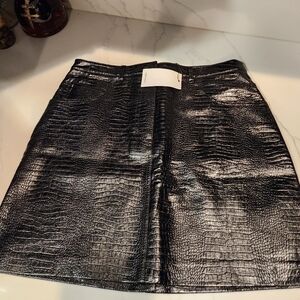 Mango Black Textured Mini Skirt